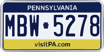 PA license plate MBW5278
