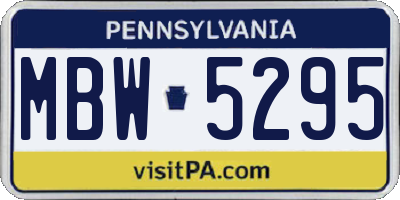 PA license plate MBW5295
