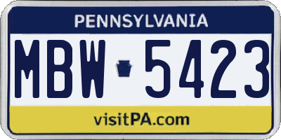 PA license plate MBW5423