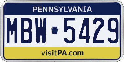 PA license plate MBW5429