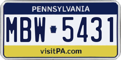 PA license plate MBW5431