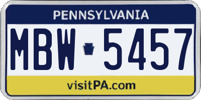 PA license plate MBW5457