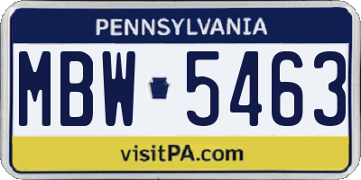 PA license plate MBW5463