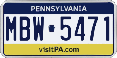 PA license plate MBW5471