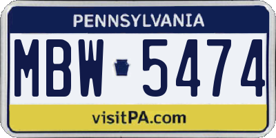 PA license plate MBW5474
