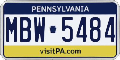 PA license plate MBW5484