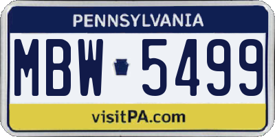 PA license plate MBW5499