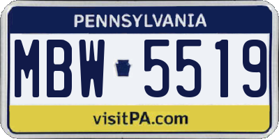 PA license plate MBW5519