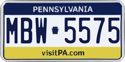 PA license plate MBW5575