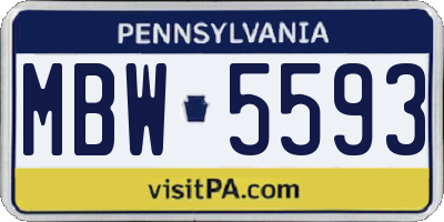 PA license plate MBW5593