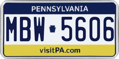 PA license plate MBW5606