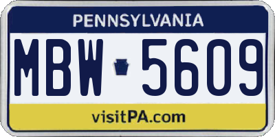PA license plate MBW5609