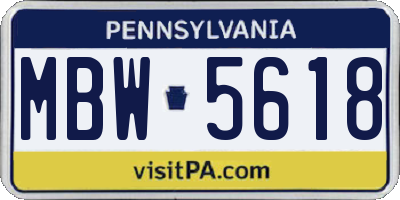 PA license plate MBW5618