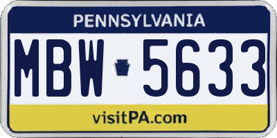 PA license plate MBW5633