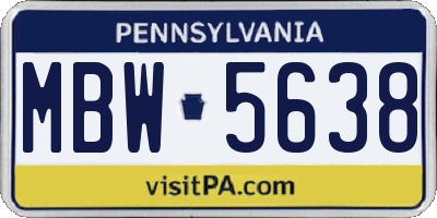 PA license plate MBW5638