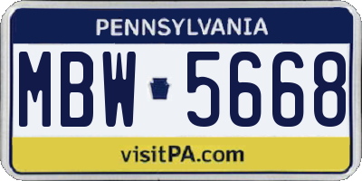PA license plate MBW5668