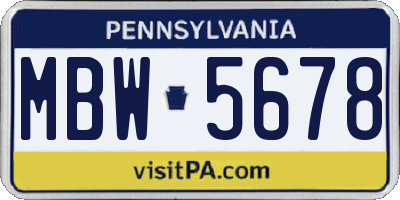 PA license plate MBW5678