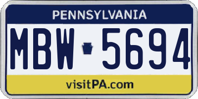 PA license plate MBW5694