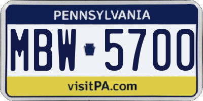 PA license plate MBW5700