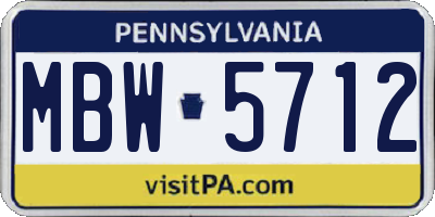 PA license plate MBW5712