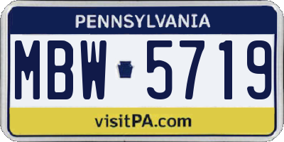 PA license plate MBW5719