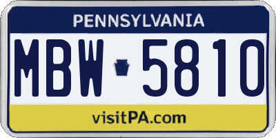 PA license plate MBW5810