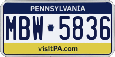 PA license plate MBW5836