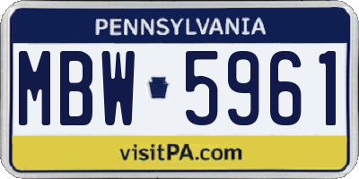 PA license plate MBW5961