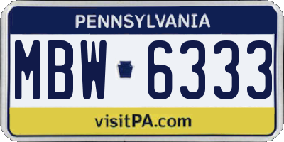 PA license plate MBW6333