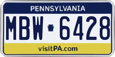 PA license plate MBW6428