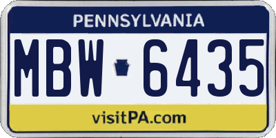 PA license plate MBW6435