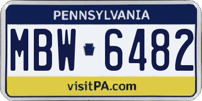 PA license plate MBW6482
