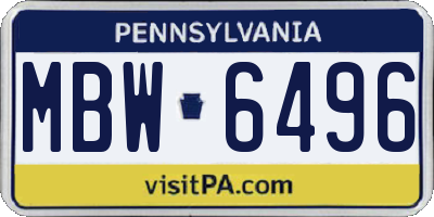 PA license plate MBW6496