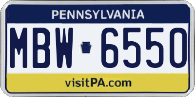 PA license plate MBW6550