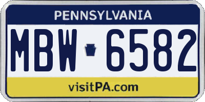 PA license plate MBW6582