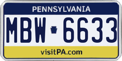 PA license plate MBW6633