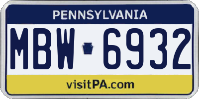 PA license plate MBW6932