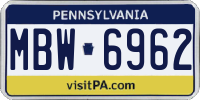 PA license plate MBW6962