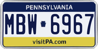 PA license plate MBW6967