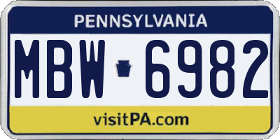 PA license plate MBW6982