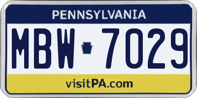 PA license plate MBW7029