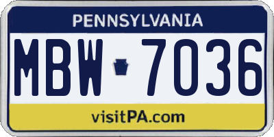 PA license plate MBW7036