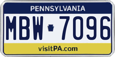 PA license plate MBW7096