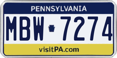 PA license plate MBW7274