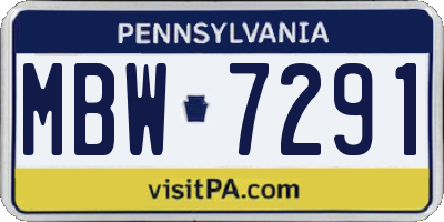 PA license plate MBW7291