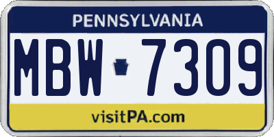 PA license plate MBW7309