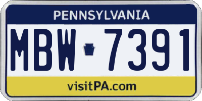 PA license plate MBW7391
