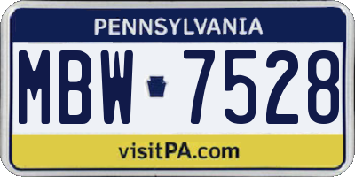 PA license plate MBW7528