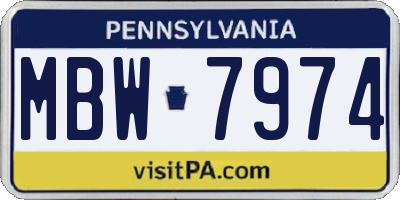 PA license plate MBW7974