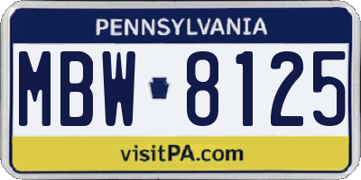 PA license plate MBW8125